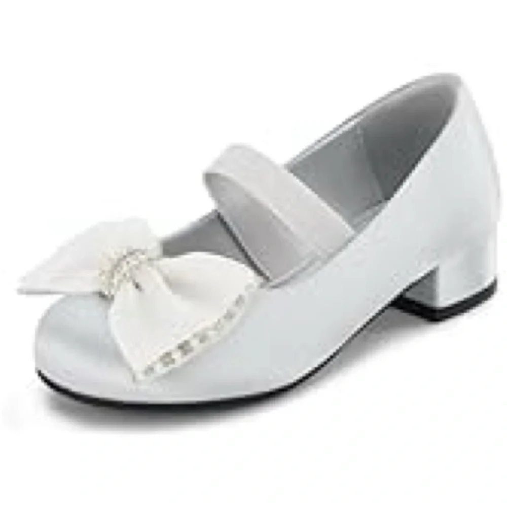 Coutgo Girls' Satin Mary Jane Dress Shoes